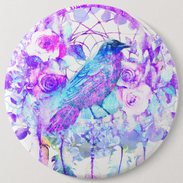 Bóton Redondo 15.24cm Crow Dreamcatcher Blue Purple Floral
