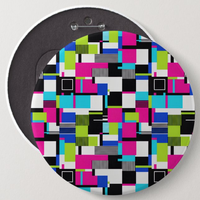 Bóton Redondo 15.24cm Cyberpunk Glitch Art Neon Enamel Pin (Frente & Verso)