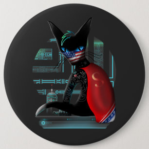 Bóton Redondo 15.24cm Cyberpunk Ninja do gato Siamese