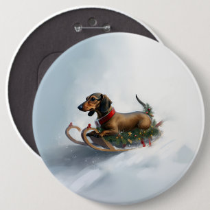 Bóton Redondo 15.24cm Dachshund Natal neve inverno