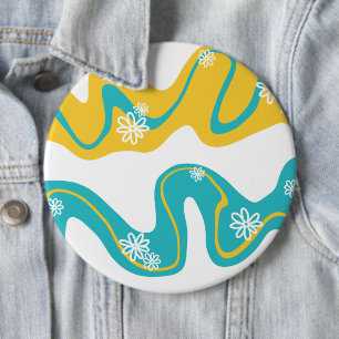 Bóton Redondo 15.24cm Daisy Groove - Turquesa e amarelo