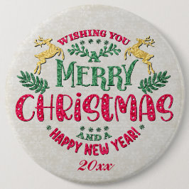 Bóton Redondo 15.24cm Desejo-lhe um Feliz Natal e um Feliz ano novo