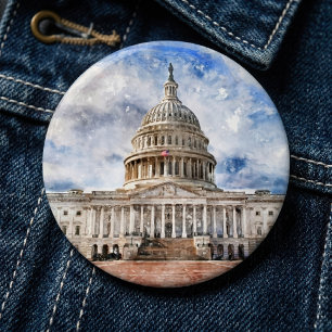 Bóton Redondo 15.24cm Desenho em Pastel do Capitólio dos Estados Unidos