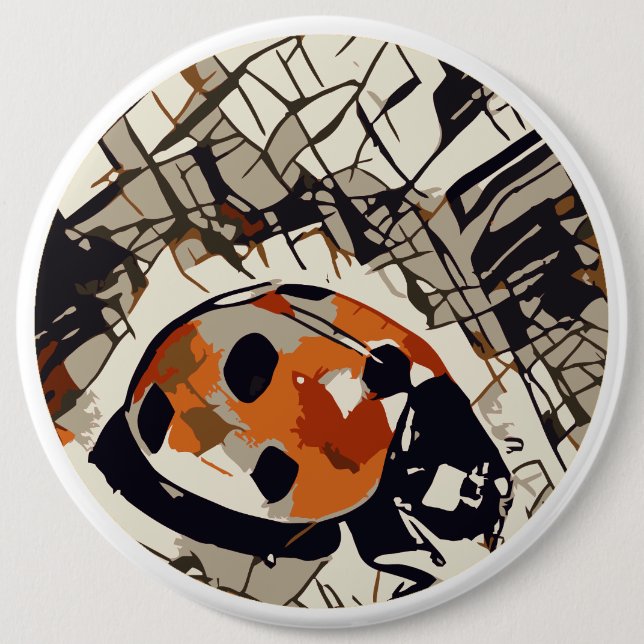 Bóton Redondo 15.24cm Desenho estilizado de um Red Ladybug (Frente)