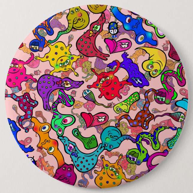 Bóton Redondo 15.24cm Desenhos animados biológicos do Doodle da (Frente)