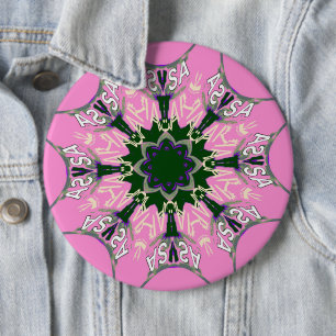 Bóton Redondo 15.24cm Design de Moda Floral, de cor branca, a preto e ro