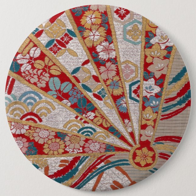 Bóton Redondo 15.24cm Design japonês tradicional do tecido (Frente)
