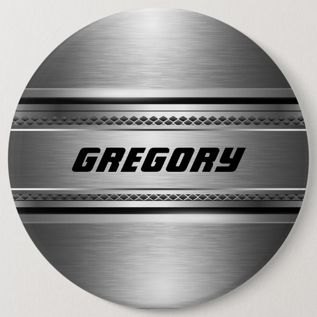 Bóton Redondo 15.24cm Design Monogramas de Faux prata Masculina (Frente)