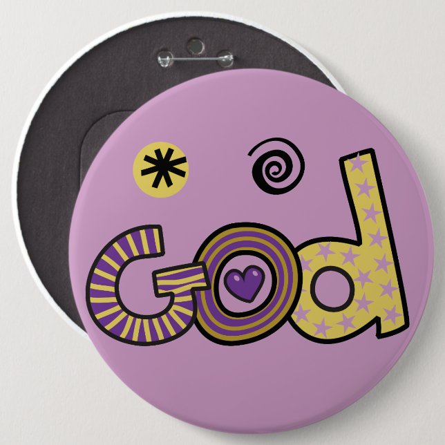 Bóton Redondo 15.24cm Deus I Doodles I Purple I 6x6 Button (Frente & Verso)