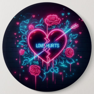 Bóton Redondo 15.24cm Dia de os namorados Ama Machuca Neon Heart