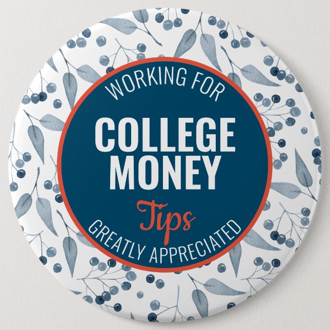 Bóton Redondo 15.24cm Dicas de Berries Azuis Apreciadas | Dinheiro Colég (Frente)