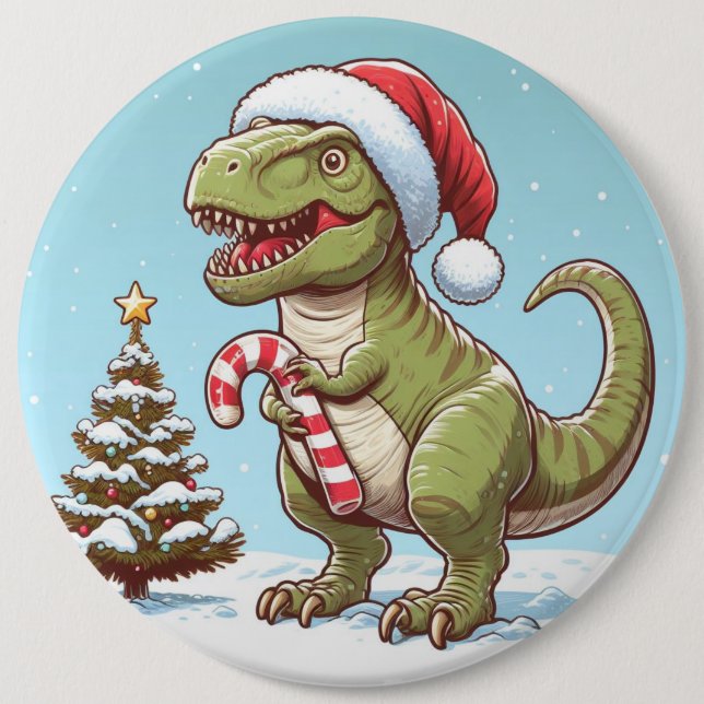 Bóton Redondo 15.24cm Dinossauro candi doce de Natal (Frente)