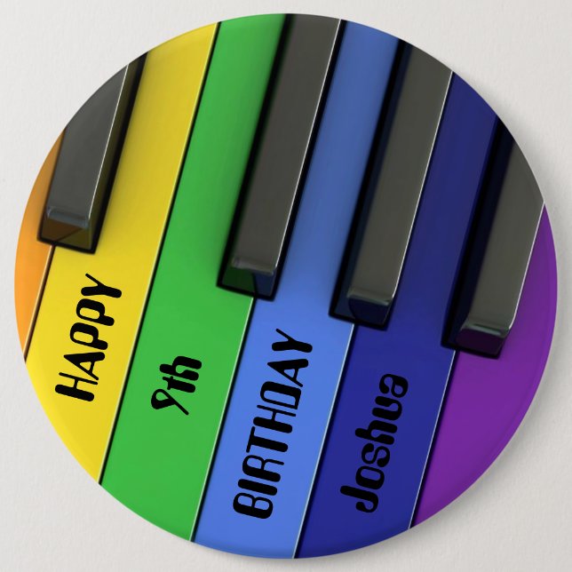 Bóton Redondo 15.24cm Distintivo de Aniversário Personalizado - Piano de (Frente)