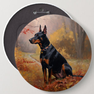 Bóton Redondo 15.24cm Doberman no outono deixa cair inspiração
