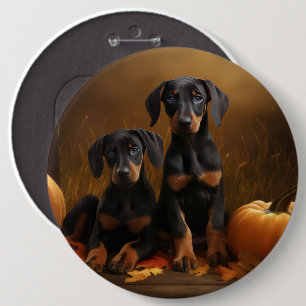 Bóton Redondo 15.24cm Doberman Puppy Autumn Delight Pumpkin