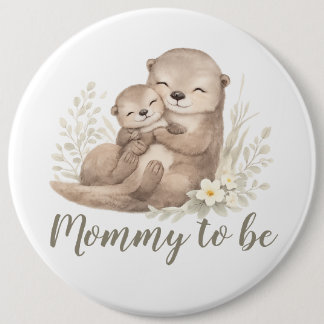 Bóton Redondo 15.24cm Doce Otter Botânico em Bege com Aquarela Mamãe Par