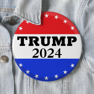 Bóton Redondo 15.24cm Donald Trump 2024 - Trump para Presidente