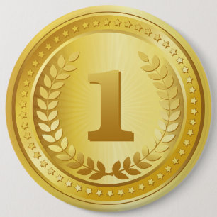 Bóton Redondo 15.24cm Dourada medalha 1rua botão vencedor