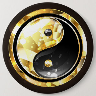 Bóton Redondo 15.24cm Dourado Yin Yang a preto