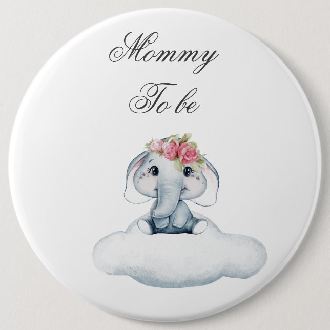 Bóton Redondo 15.24cm Dreamy Days com Rosie, o Elefante. (Frente)