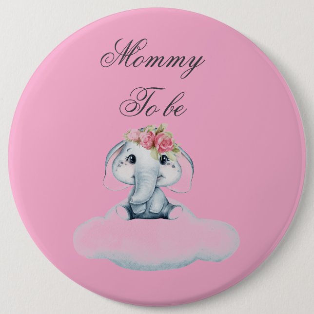 Bóton Redondo 15.24cm Dreamy Days com Rosie, o Elefante. (Frente)