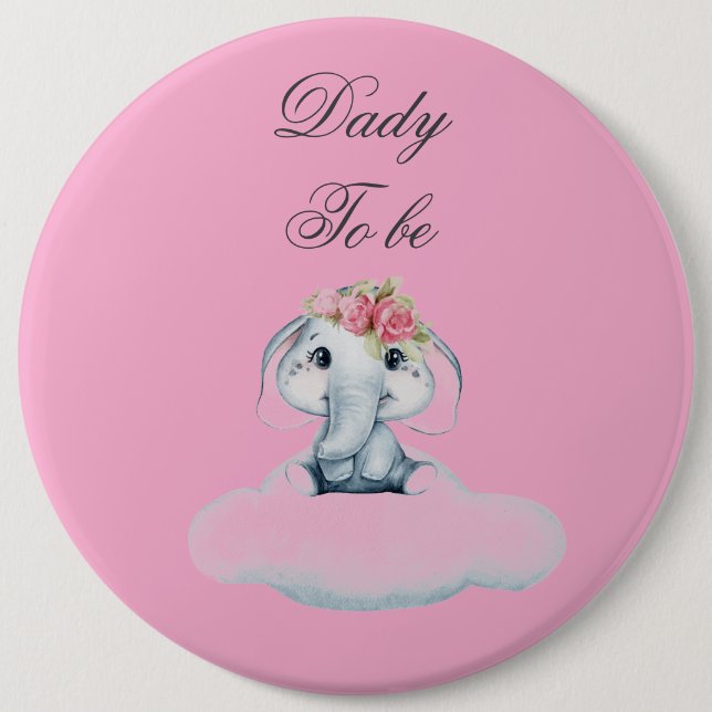 Bóton Redondo 15.24cm Dreamy Days com Rosie, o Elefante. (Frente)