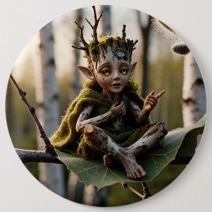 Bóton Redondo 15.24cm Druida Bardo Fae em uma Bétula