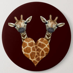 Bóton Redondo 15.24cm Duas girafas adoráveis