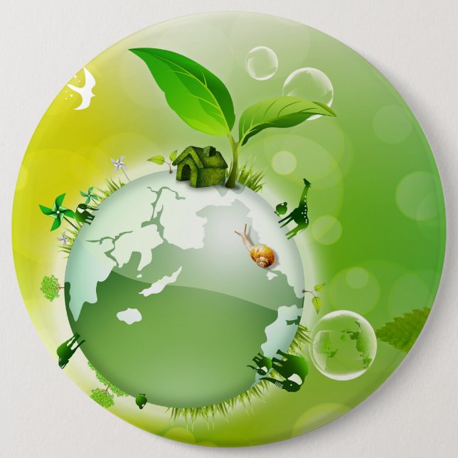 Bóton Redondo 15.24cm Ecologia: a terra é nossa casa - (Frente)
