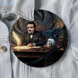 Bóton Redondo 15.24cm Edgar A. Poe Compondo O Corvo Em Sonhos Góticos
