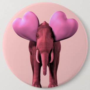 Bóton Redondo 15.24cm Elefante Rosa Romântico