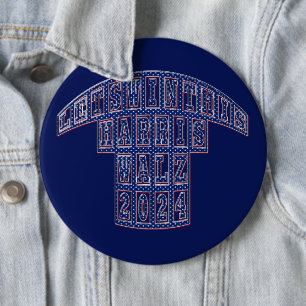 Bóton Redondo 15.24cm Eleições Presidenciais Harris Walz 2024