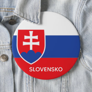 Bóton Redondo 15.24cm Eslováquia Bandeira Eslovaca Emblema Europa