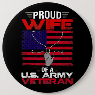 Bóton Redondo 15.24cm Esposa Orgulhosa De Um Veterano Do Exército Dos Es