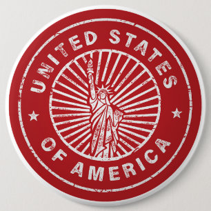 Bóton Redondo 15.24cm Estados Unidos da América Retro Branco Vermelho