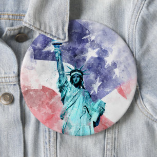 Bóton Redondo 15.24cm Estátua da Liberdade com marca de água