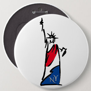 Bóton Redondo 15.24cm Estátua da Liberdade / Lady Liberty Stripes