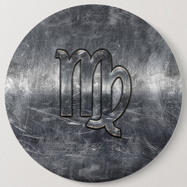 Bóton Redondo 15.24cm Estilo afligido Grunge do sinal do zodíaco do (Frente)