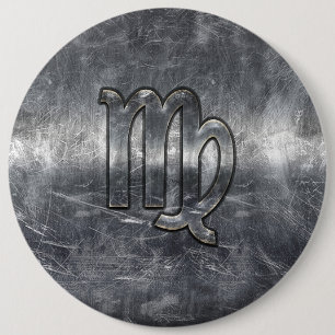 Bóton Redondo 15.24cm Estilo afligido Grunge do sinal do zodíaco do