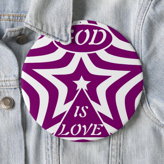Bóton Redondo 15.24cm Estrela Mística Roxa Profunda "Deus é Amor" - Joia (In Situ)