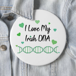 Bóton Redondo 15.24cm Eu Amo Meu Botão de Trevo de DNA Irlandês