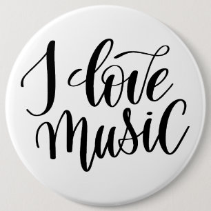 Bóton Redondo 15.24cm Eu Amo Música