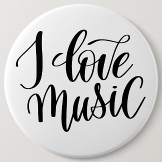 Bóton Redondo 15.24cm Eu Amo Música