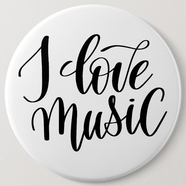 Bóton Redondo 15.24cm Eu Amo Música (Frente)