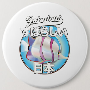 Bóton Redondo 15.24cm Fabuloso logótipo de peixe-anjo japonês