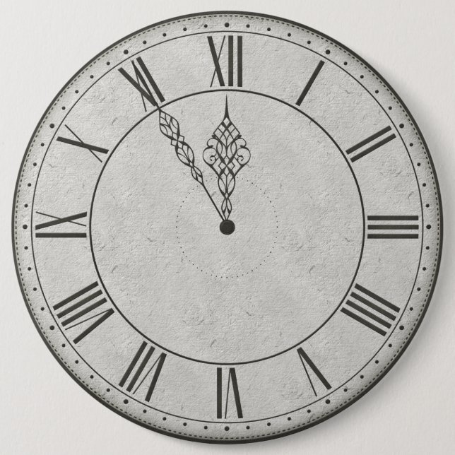 Bóton Redondo 15.24cm Face do relógio B&W de numeral romano (Frente)