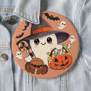 Bóton Redondo 15.24cm Fantasma de Halloween Fofo no Estilo Kawaii