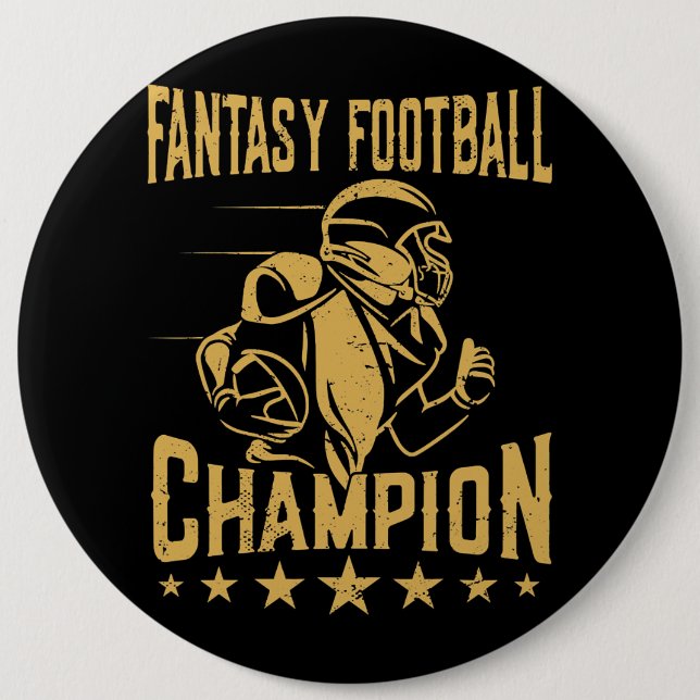 Bóton Redondo 15.24cm Fantasy Futebol campeão Engraçado Fantasy Futebol  (Frente)