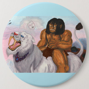 Bóton Redondo 15.24cm Fantasy Watercolor Illustration Beast ride Tiger