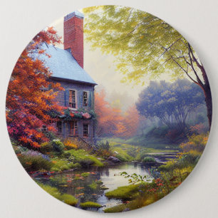 Bóton Redondo 15.24cm Farmhouse/stream/bosque/pintura